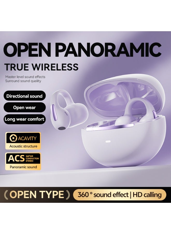 مُوطْمُوك  M136 سماعات أذن لاسلكية بلوتوث 5.4، سماعات أذن مفتوحة بتصميم عصري، خطاف على شكل حرف C خفيف الوزن، مريحة لمن يرتدون الأذنين الصغيرين والنظارات، مثالية للتمارين الرياضية (بنفسجي) - Image 3